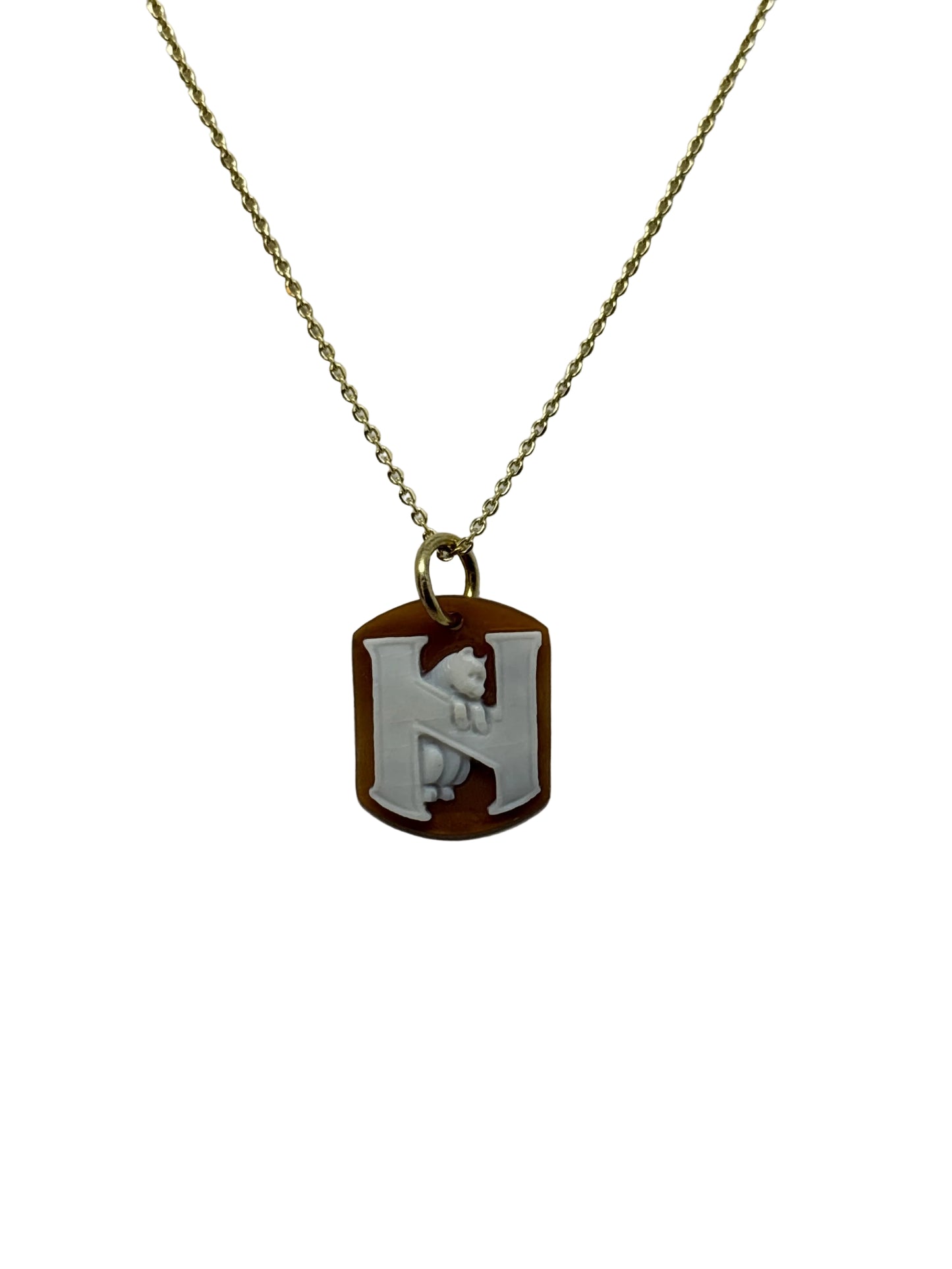 Pendente in Cammeo incisione "Lettera N"