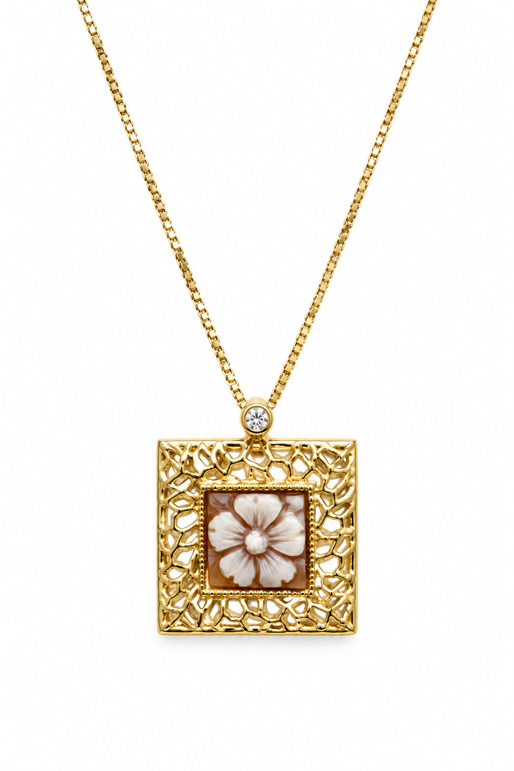 Collana in Cammeo incisione Fiore
