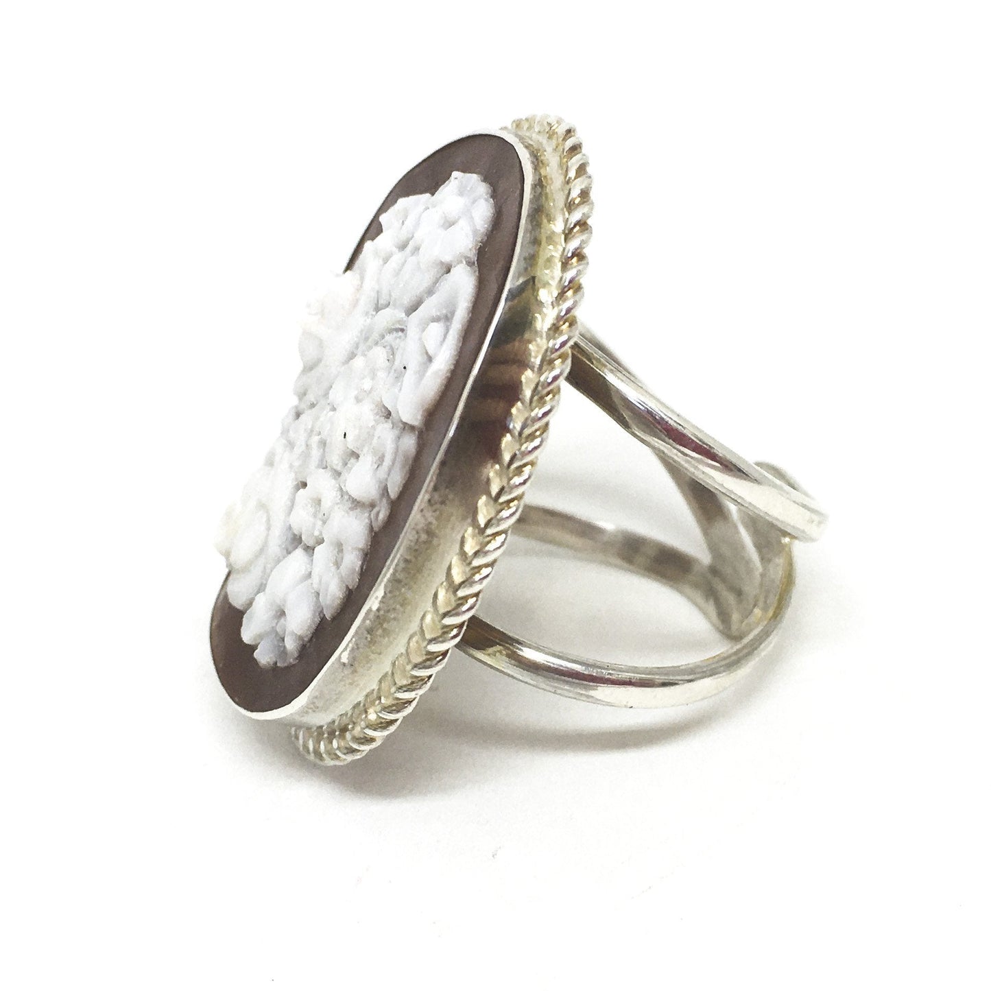 Cameo Ring Engraving Flowers