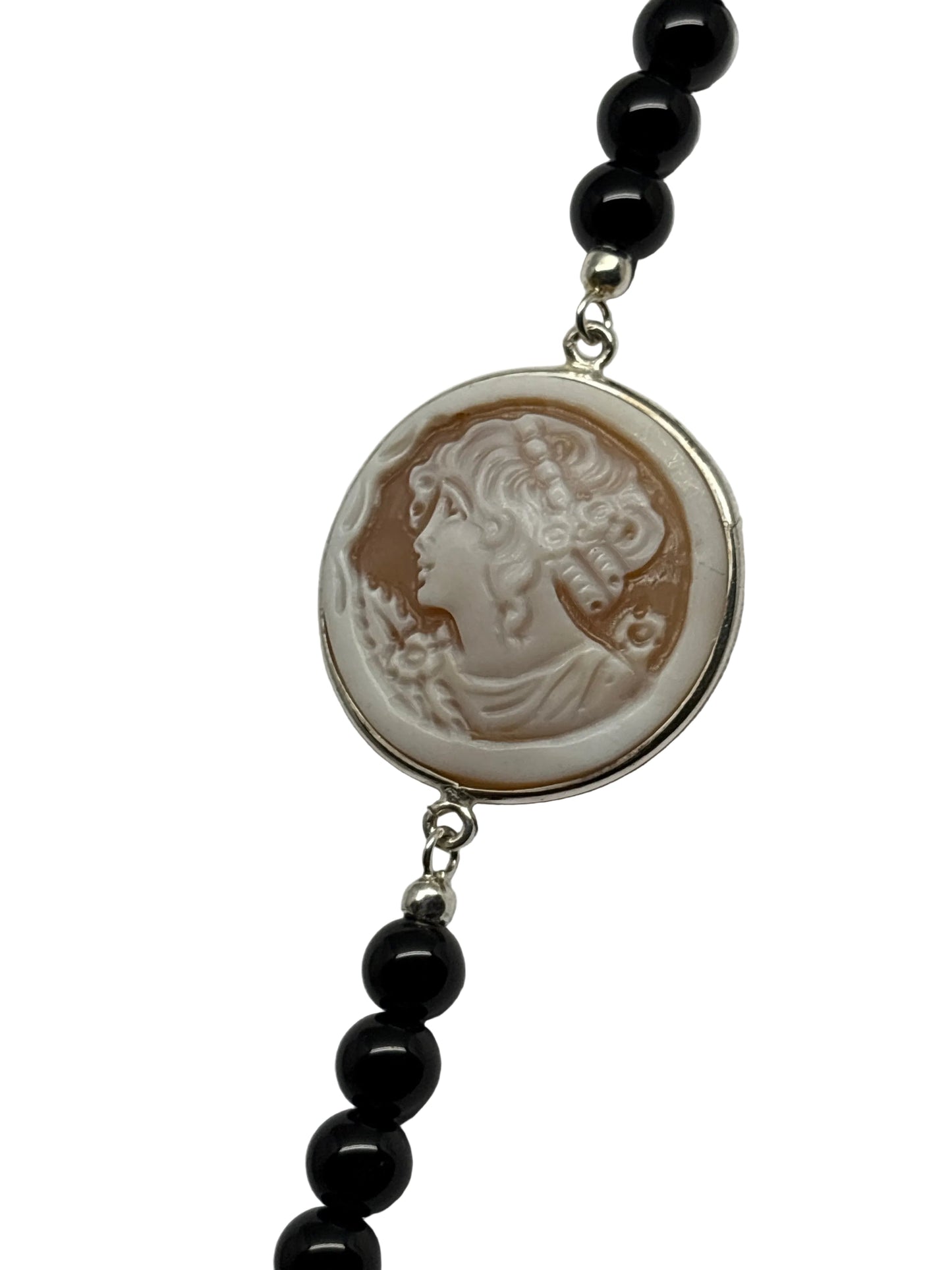 Collana in Agata e Cammeo incisione "Profilo di Donna"