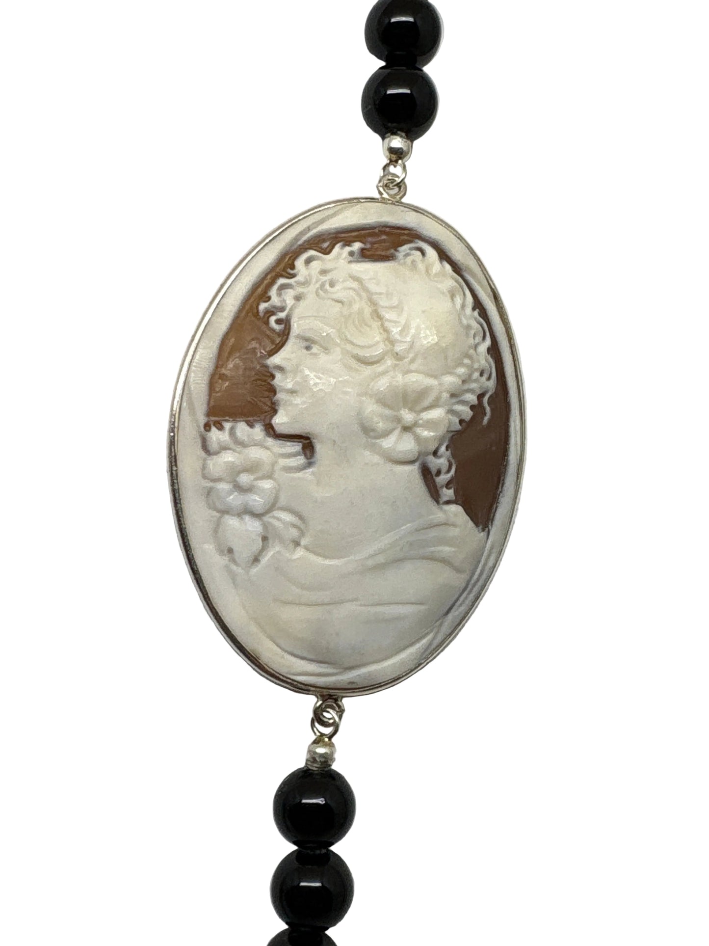 Collana in Agata e Cammeo incisione "Profilo di Donna"