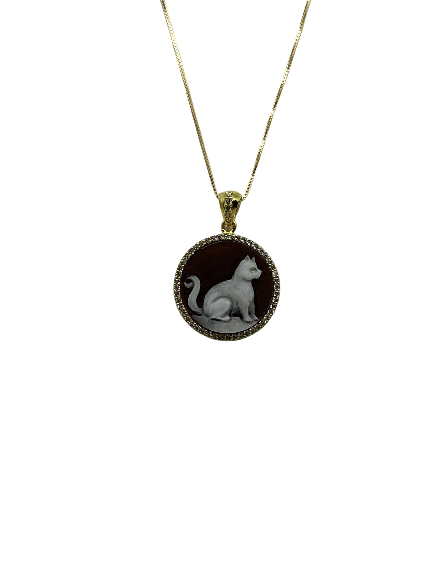 Collana in Cammeo incisione "Gatto"