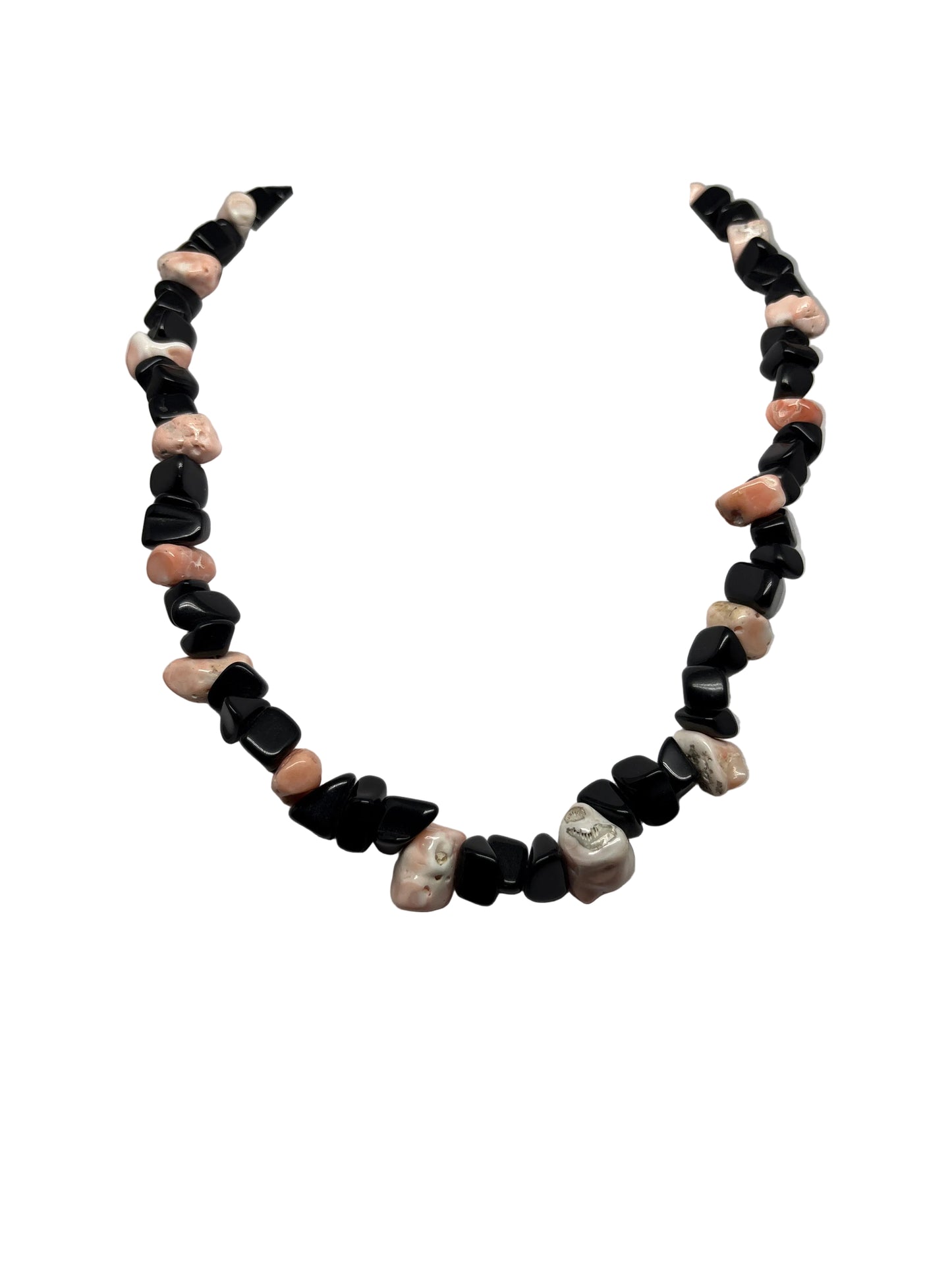 Collana in Corallo Rosa e Agata Nera