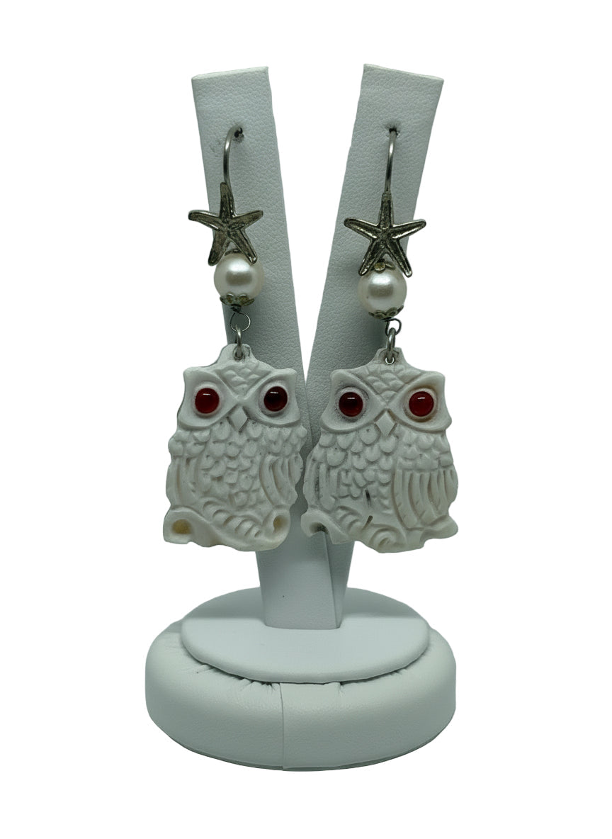 Orecchini in Cammeo incisione "Gufo"