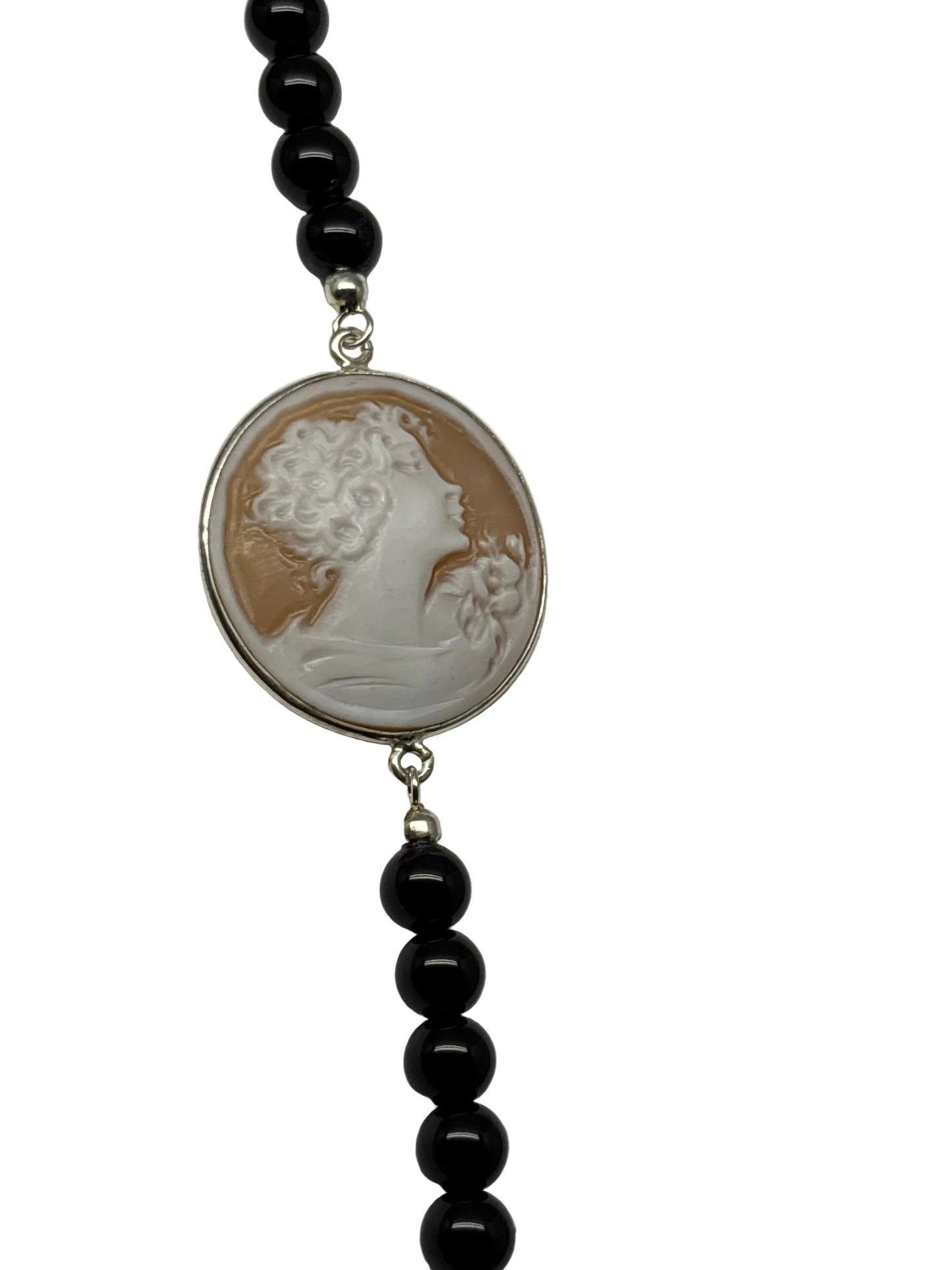 Collana in Agata e Cammeo incisione "Profilo di Donna"