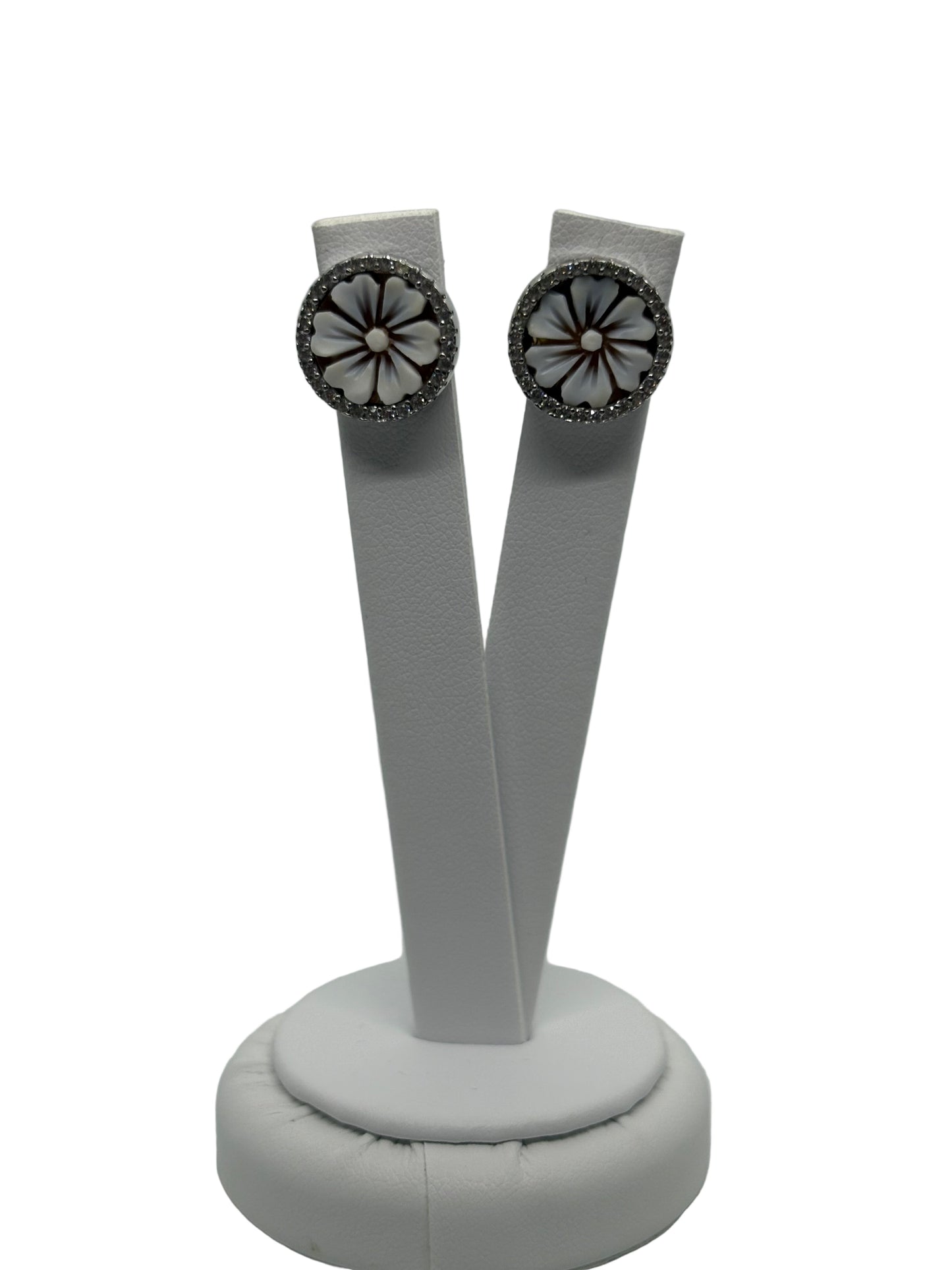 Orecchini in Cammeo incisione "Fiore"