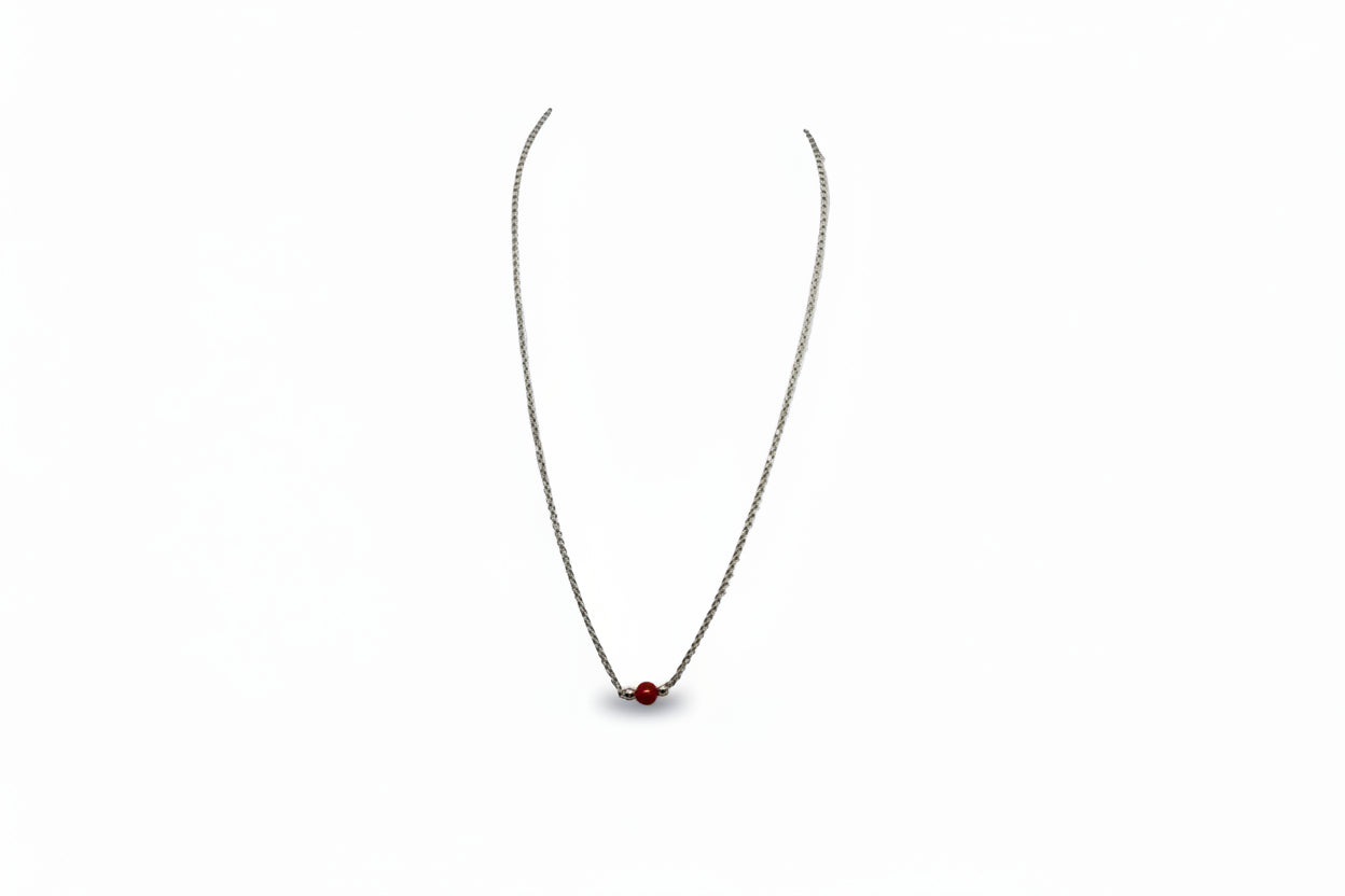 Collana in Argento con Perline in Corallo