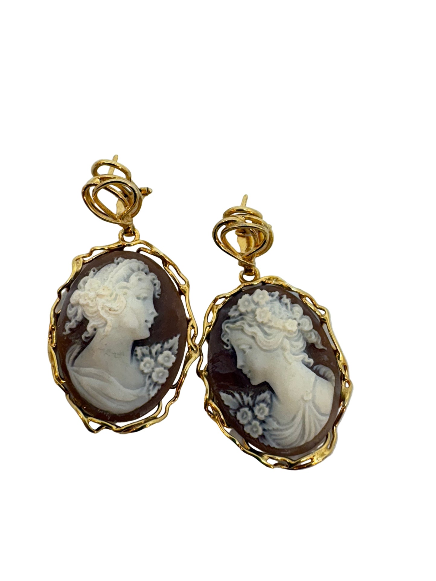 Orecchini in Cammeo incisione "Profilo di Donna"