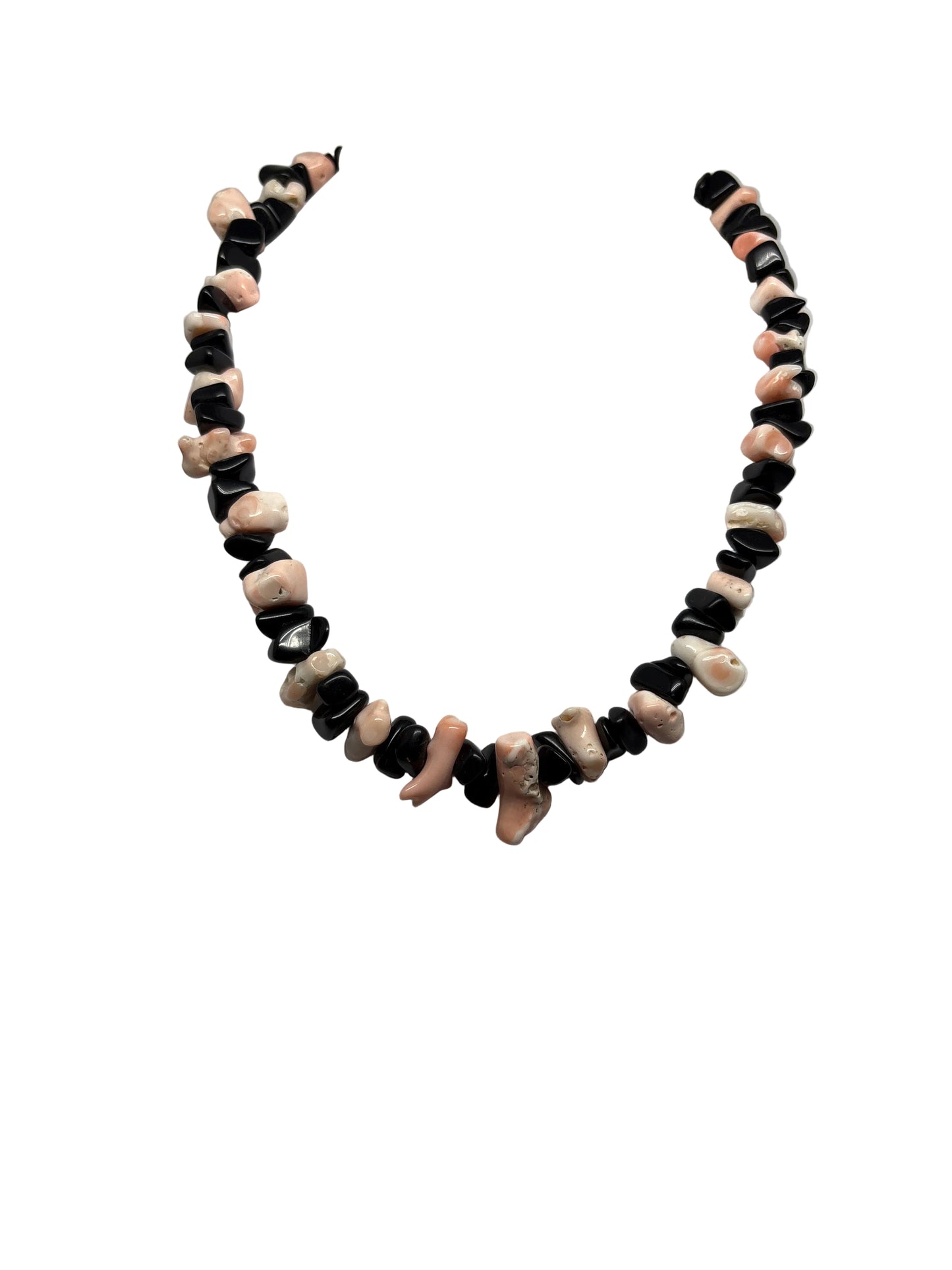 Collana in Corallo Rosa e Agata Nera