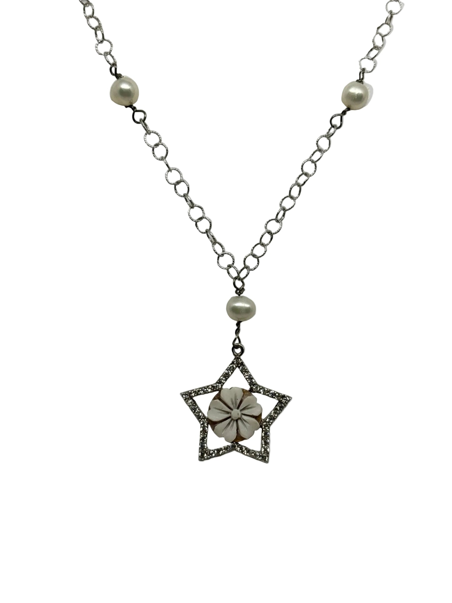 Collana Stella in Cammeo incisione "Fiore"