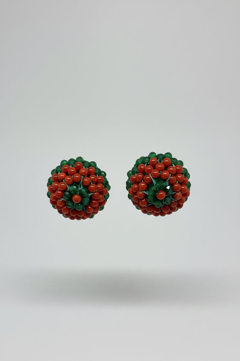 Orecchini in Corallo e Agata in Tessito