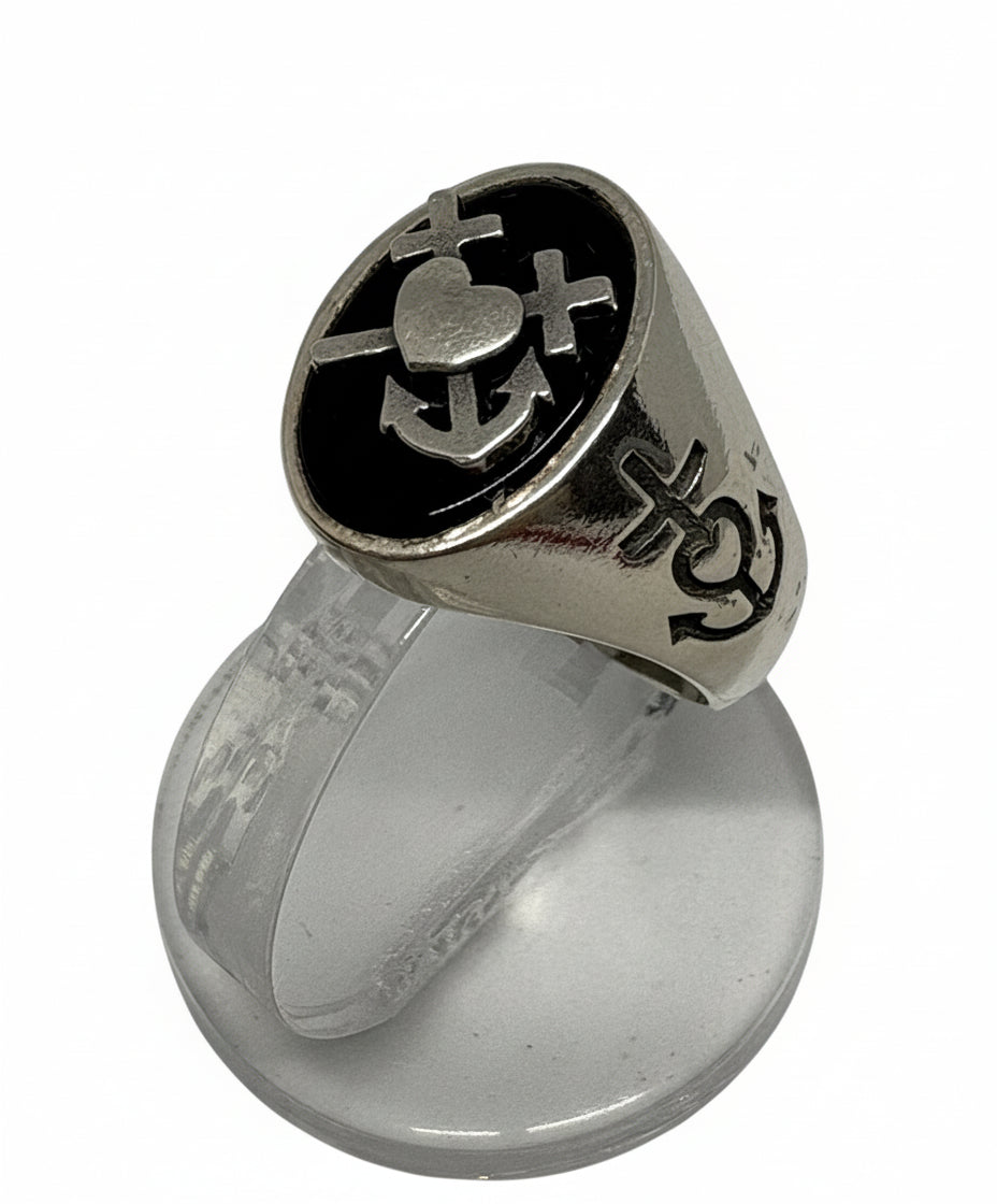 Anello in Argento Incisione "Cuore e Ancora"