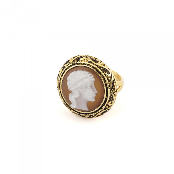 Italian Cameo Ring Acropolis Cameo Profile Man – Il Piccolo Museo