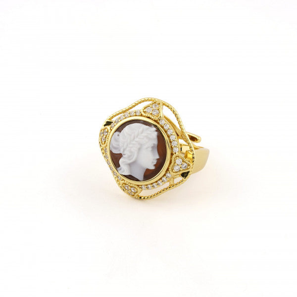 Cameo Ring Italian Florence Cameo Profile Woman – Il Piccolo Museo