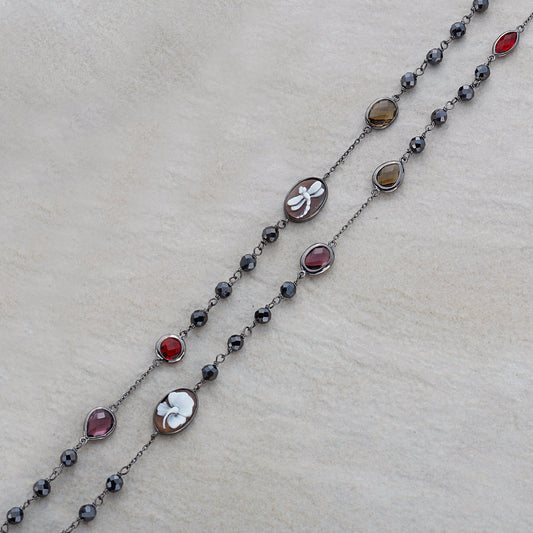 Italian Cameo Necklace Opera Butterfly Cameo