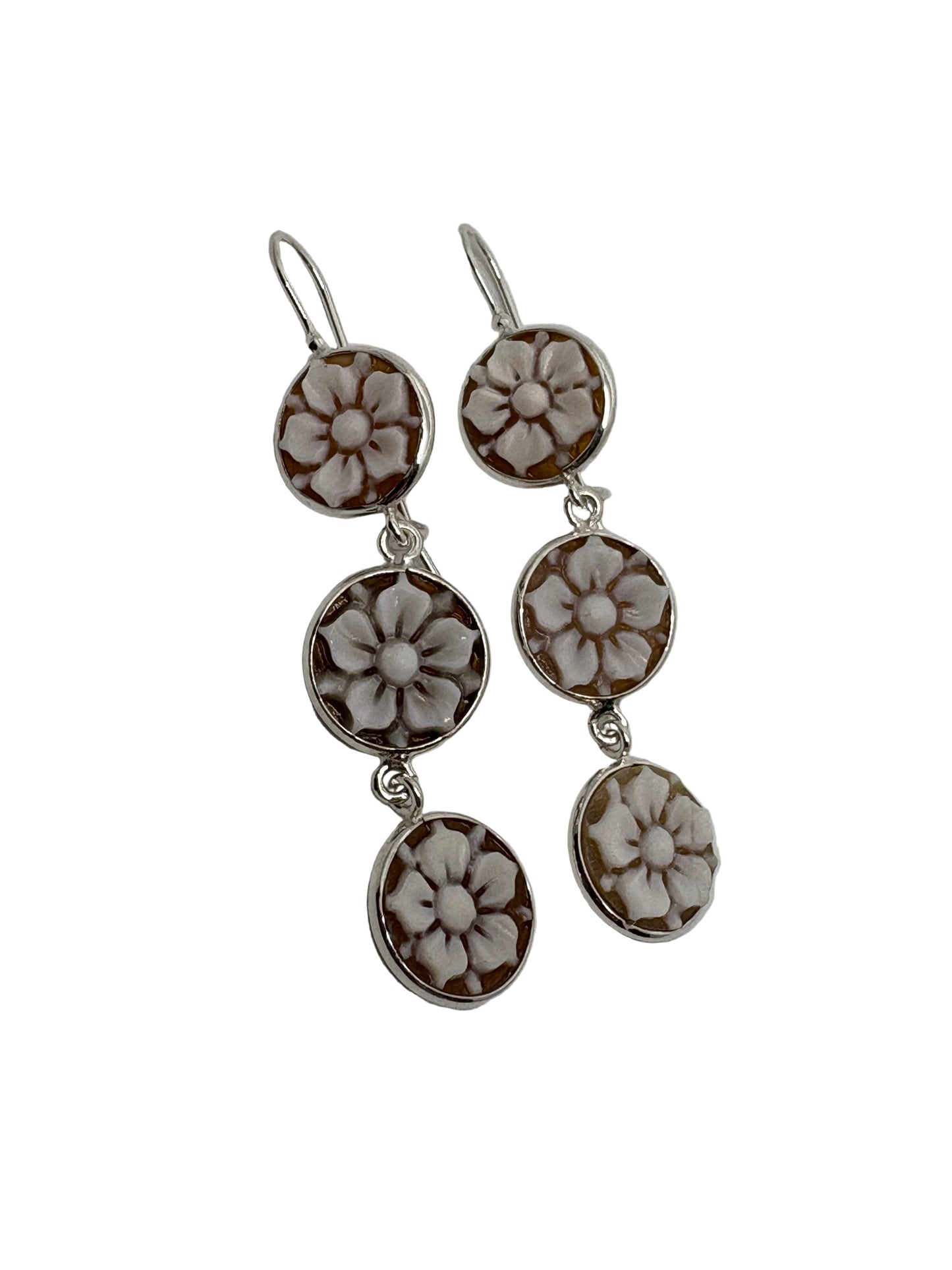 Orecchini in Cammeo incisione "Tris di Fiori"