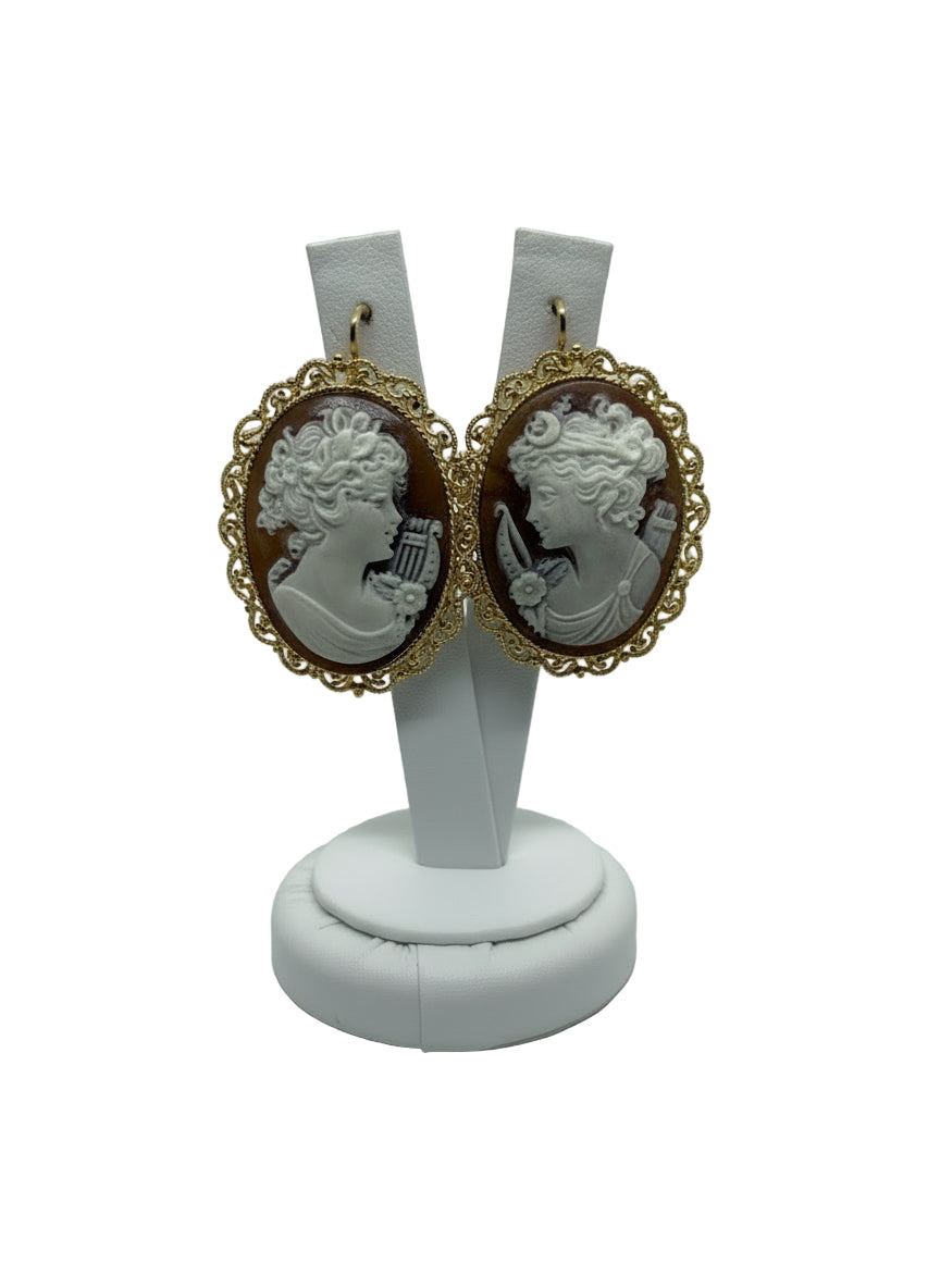 Orecchini in Cammeo incisione "Profilo di Donna"