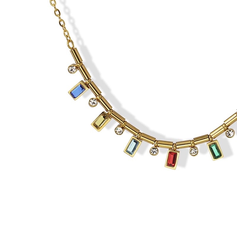 Anartxy Zirconia Necklace Colorful Zircons