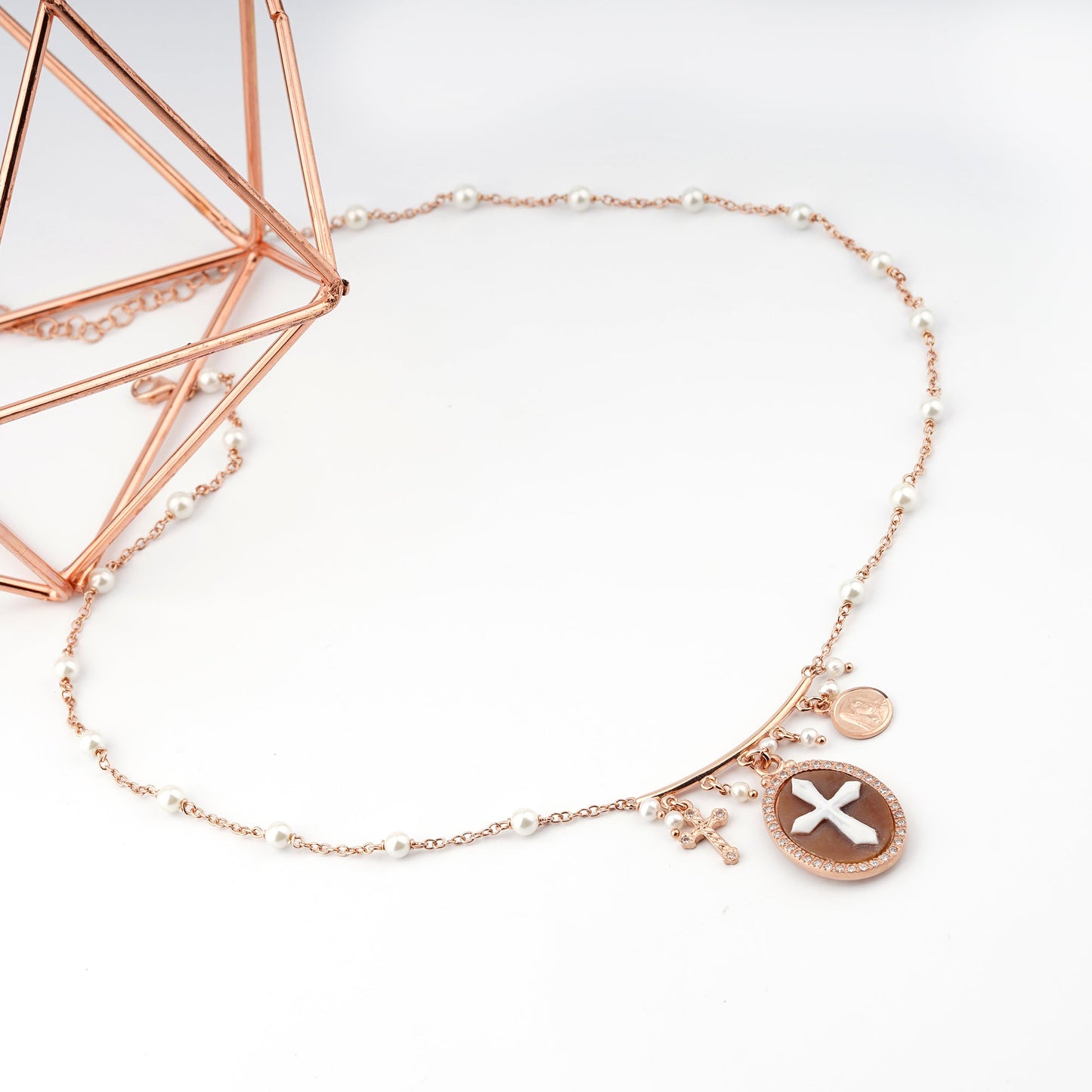 Italian Cameo Necklace Sacred Cameo Cross