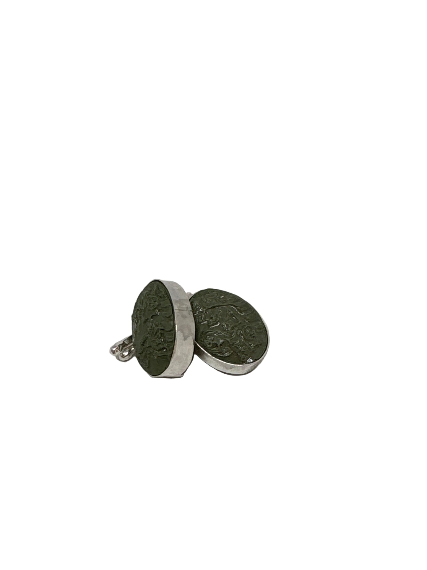 Gemelli in Pietra Vulcanica incisione Carro Apollo