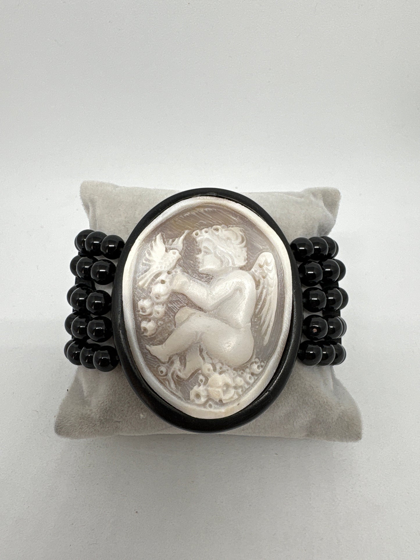 Bracciale in Ebano-Agata e Cammeo incisione "Putto"
