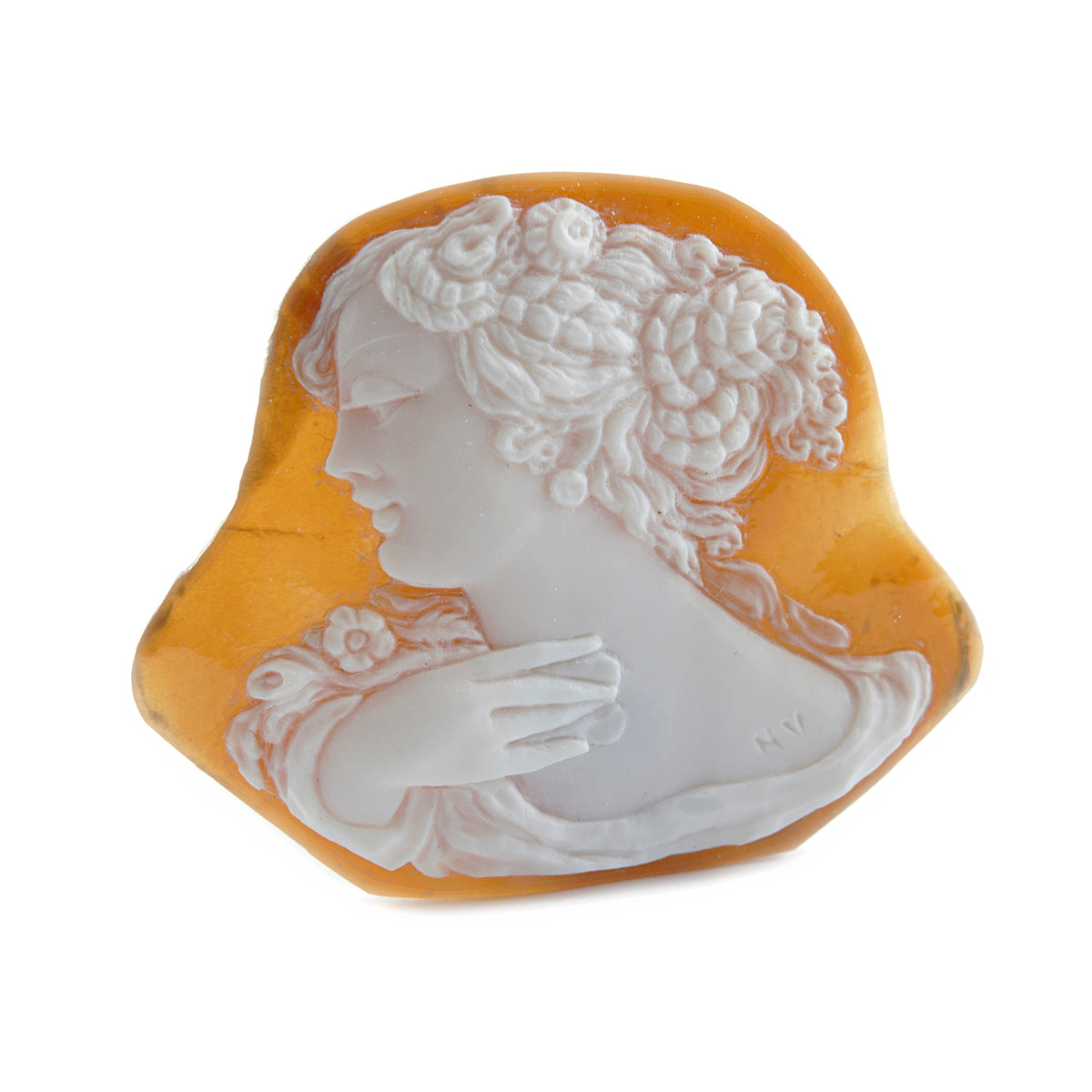 Cammeo Nudo Artistico Volto Donna con Mano