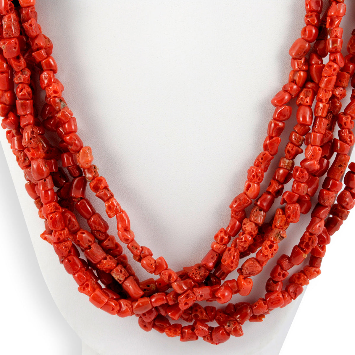 Seven Strand Agate and Coral Necklace