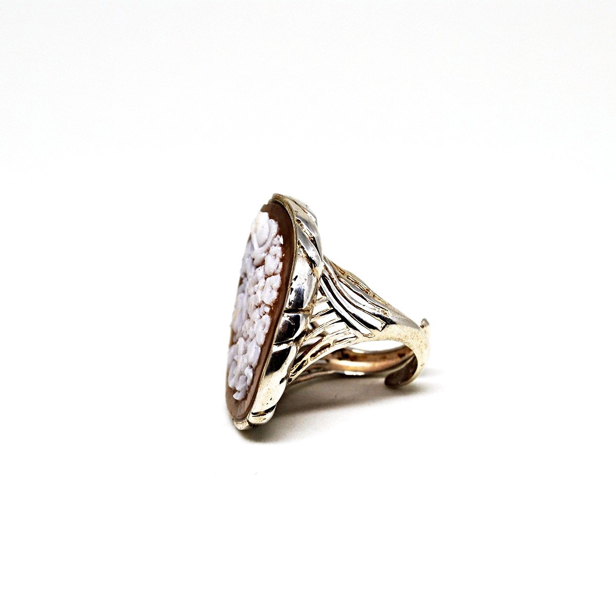 Anello-Cammeo-Incisione-Fiori