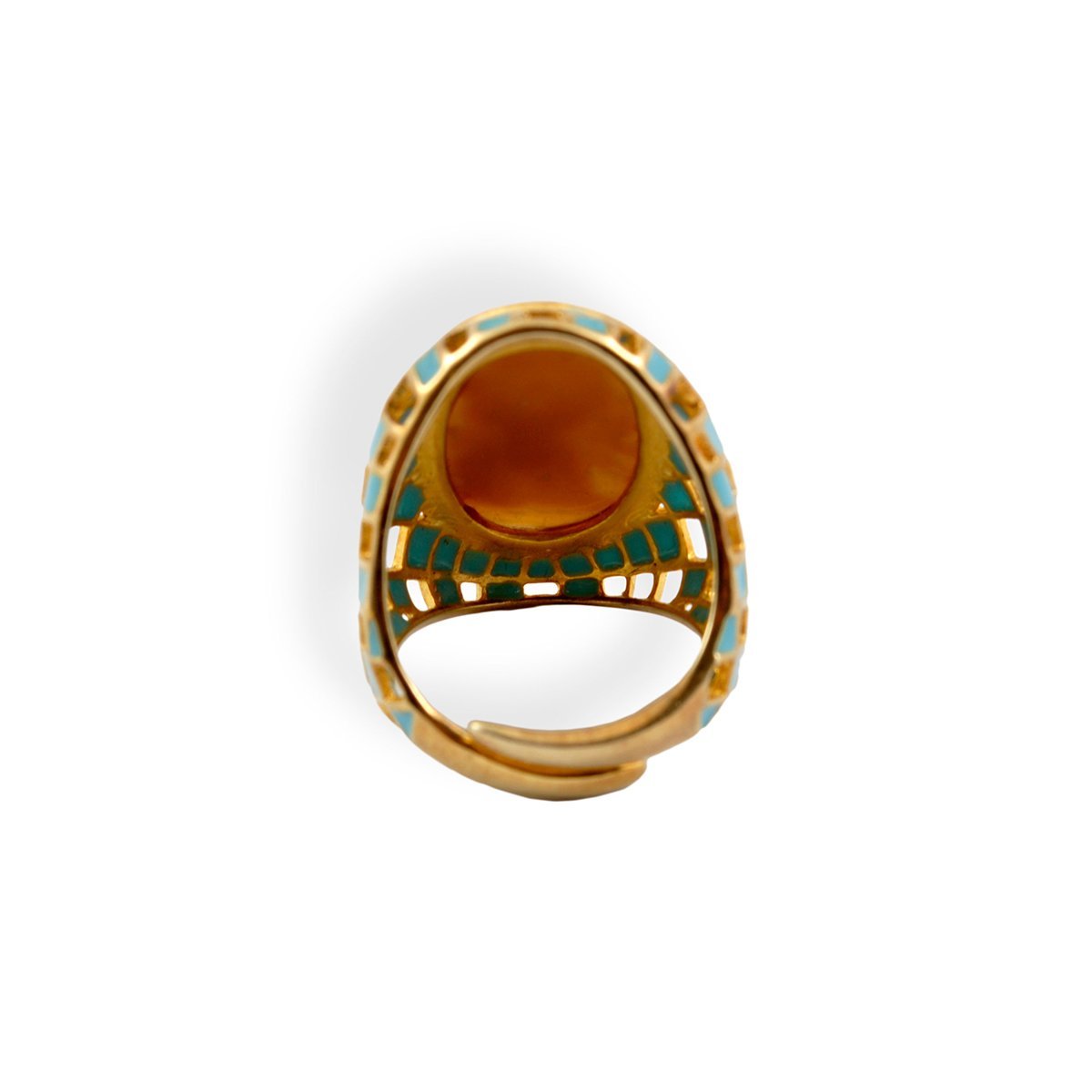 Italian Cameo Ring Embossed Flowers Cameo