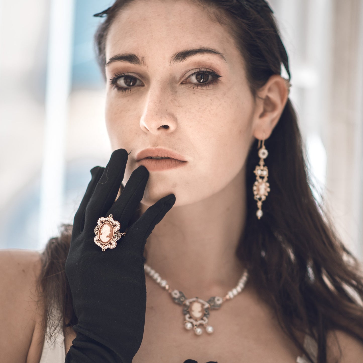 Anello -Cameo -Italiano -Cammeo -incisione -Volto -Donna