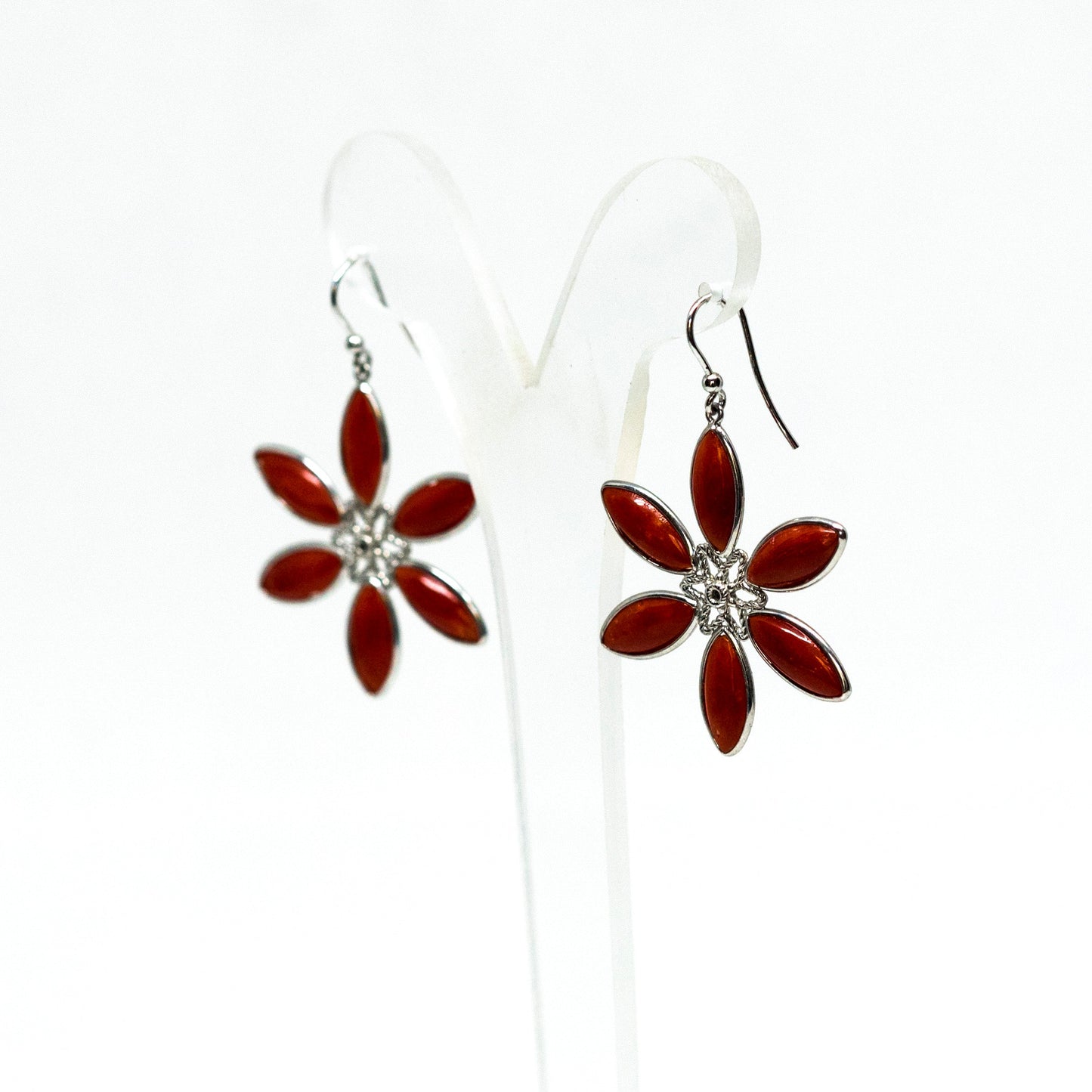 Red Coral Flower Earrings