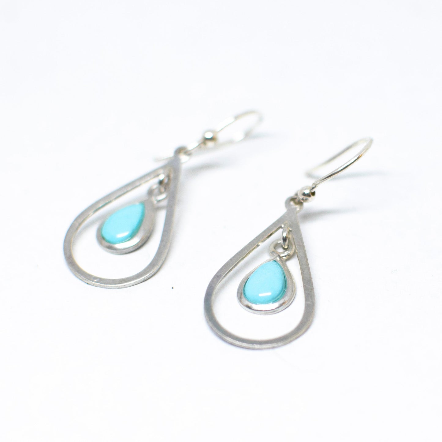 Silver and turquoise paste earrings