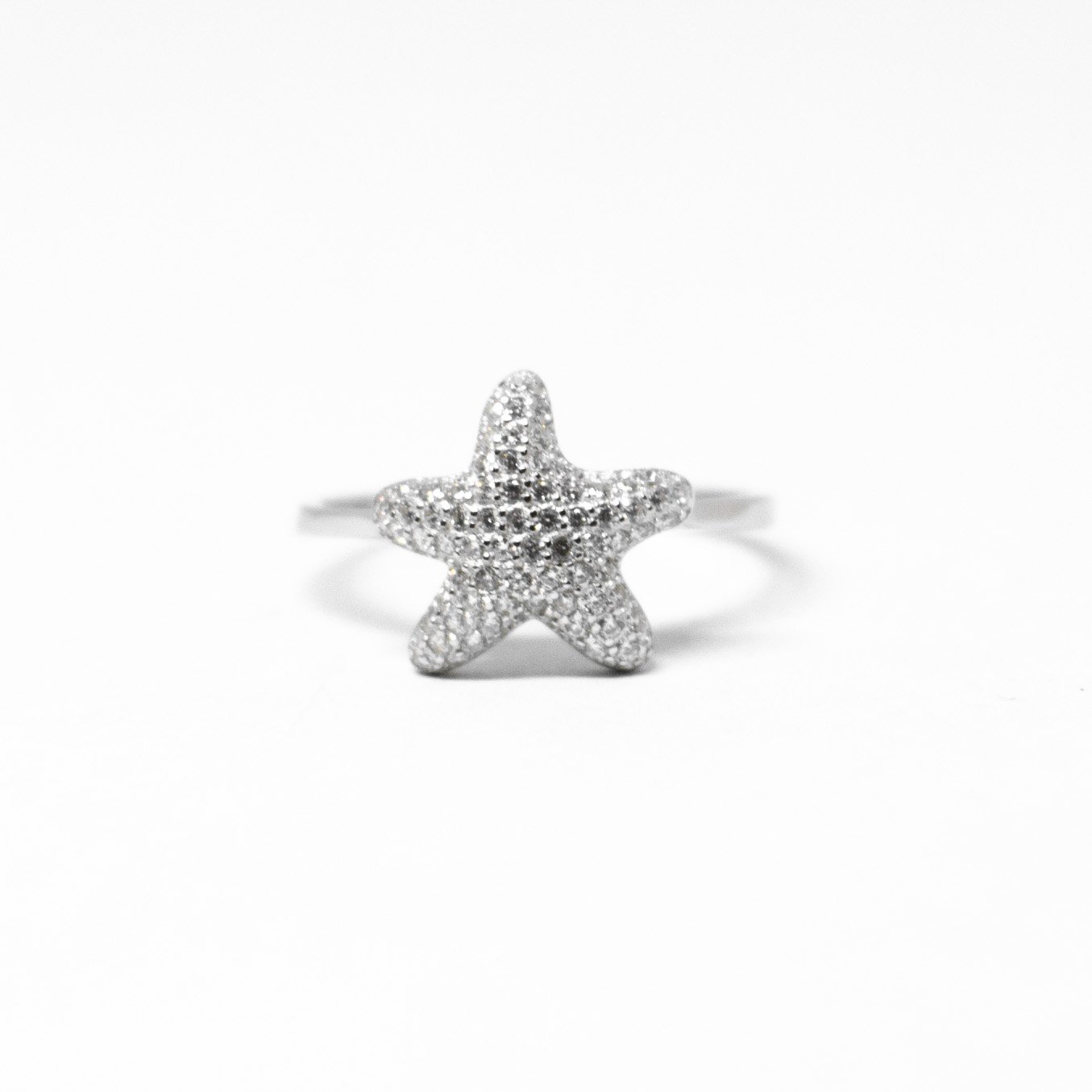 Navy silver ring with star