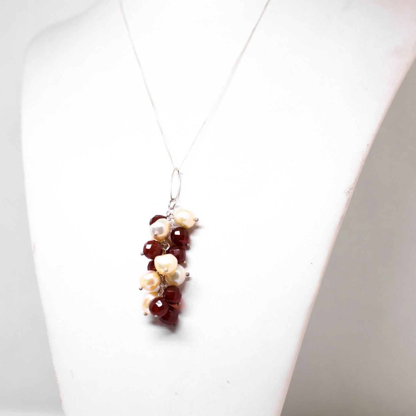 Pearl and red agate pendant