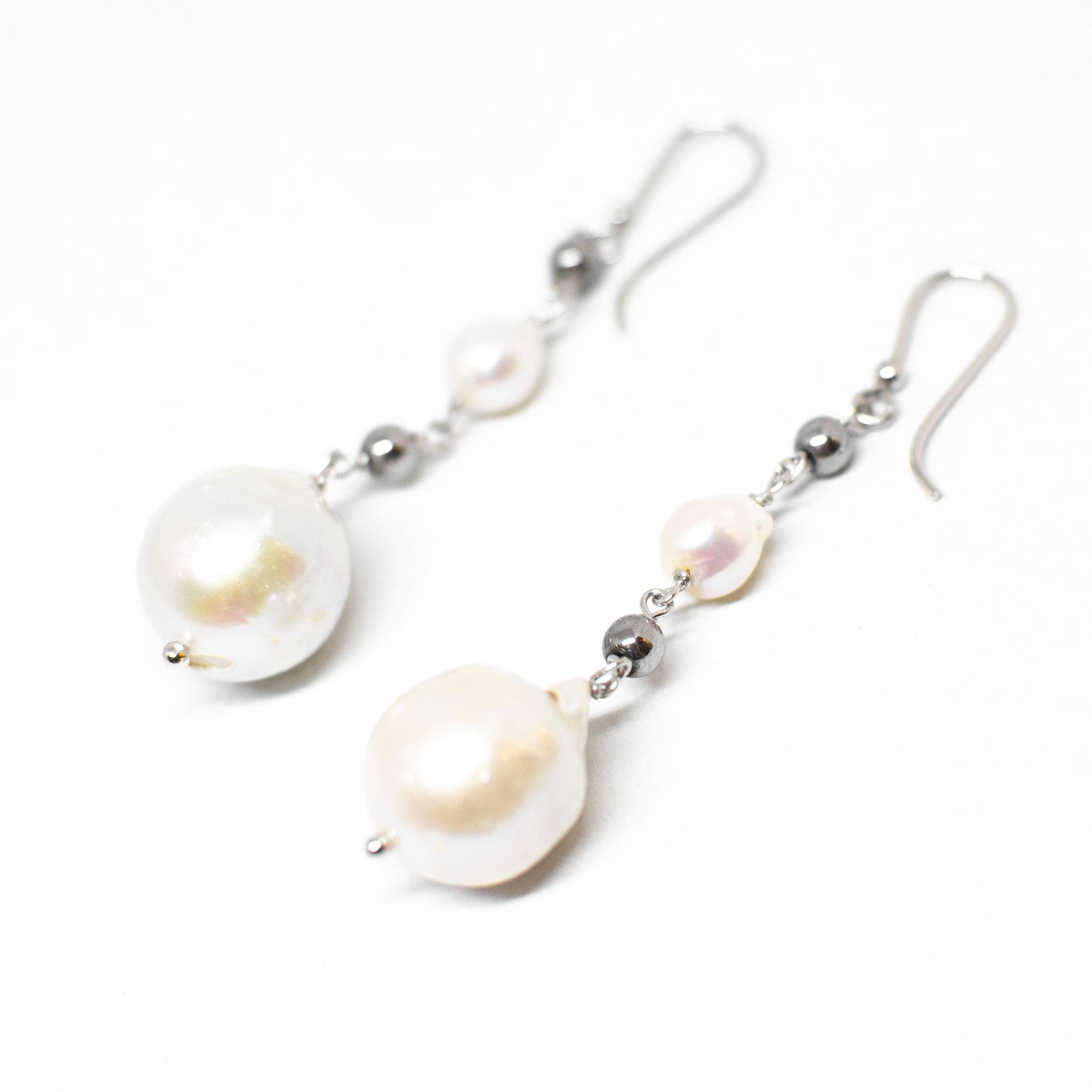 Pearl and silver earrings