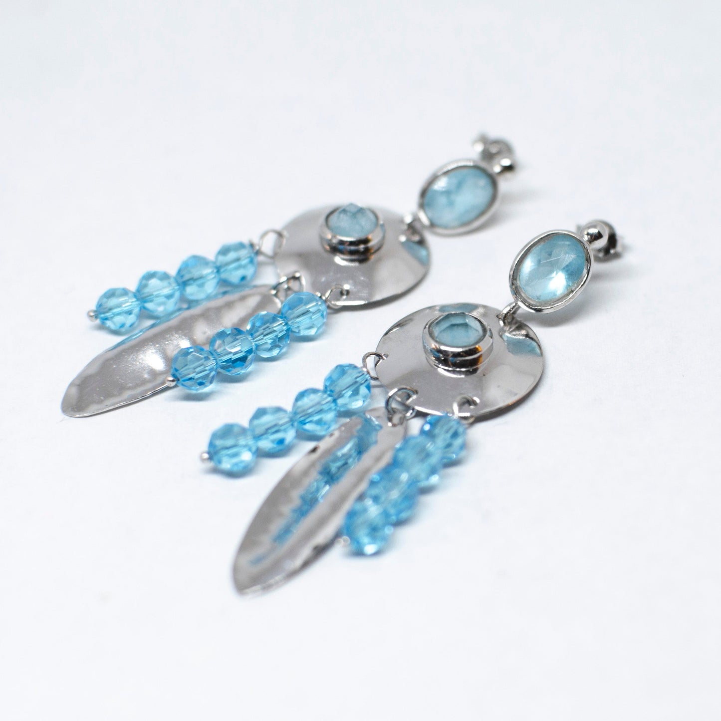Silver and agate aquamarine earrings