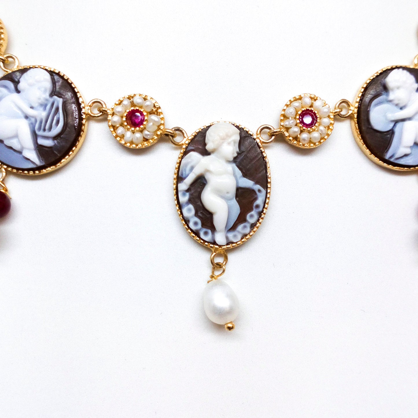 Necklace Cameo Italian Cameo Engravings Cherub