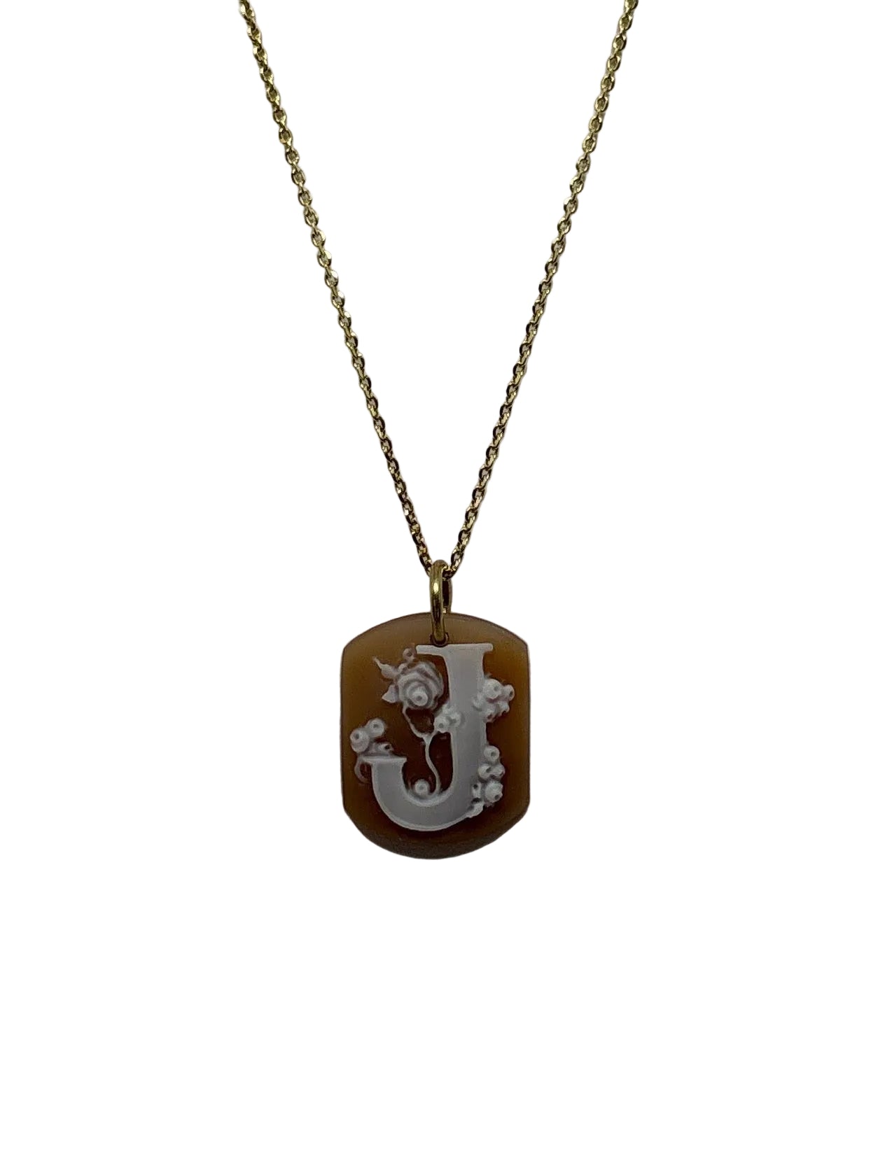 Pendente in Cammeo incisione "Lettera J"