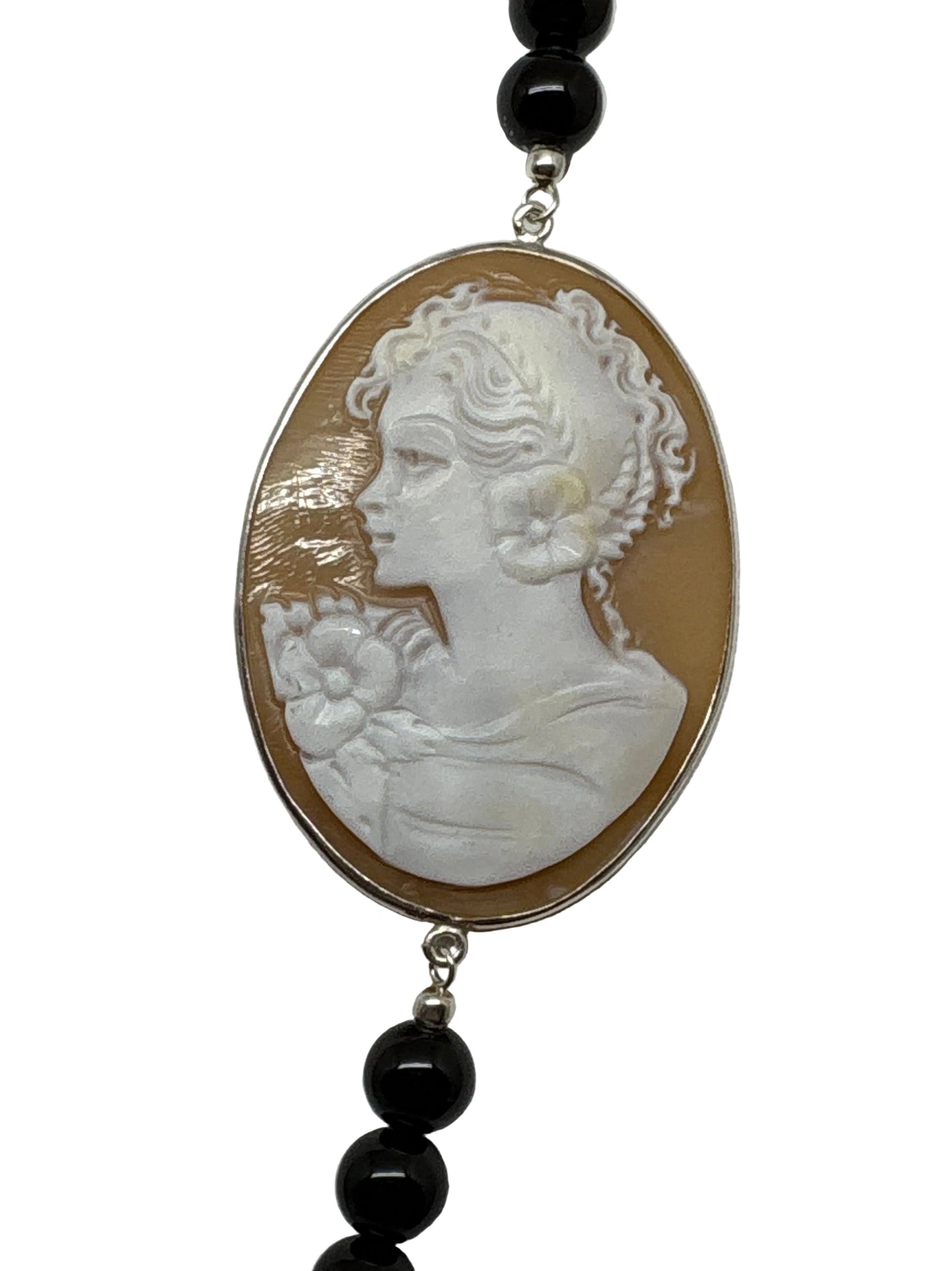 Collana in Agata e Cammeo incisione "Profilo di Donna"