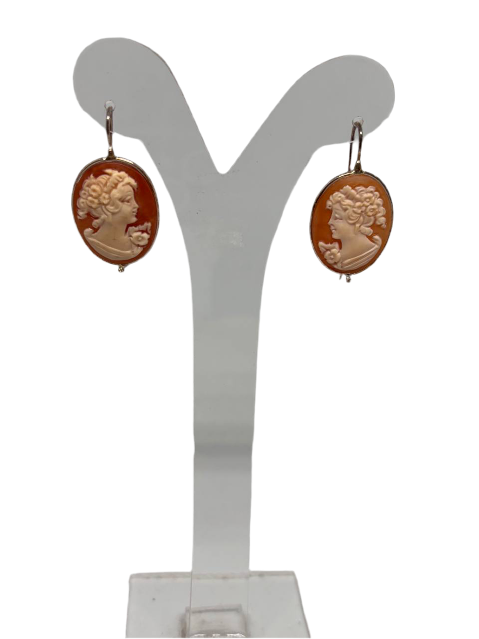 Orecchini in Cammeo incisione Profilo di Donna