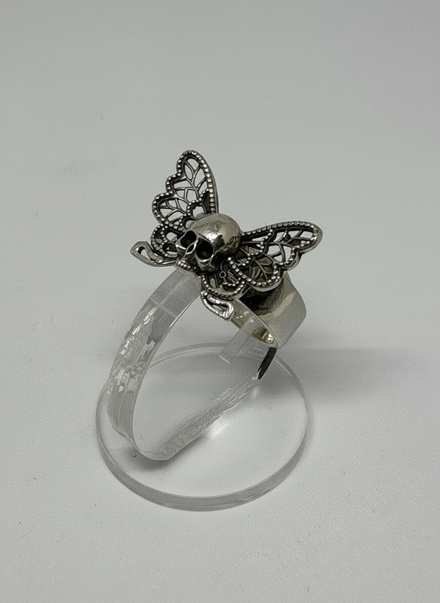 Anello in Argento Raffigurazione "Teschio con le Ali"