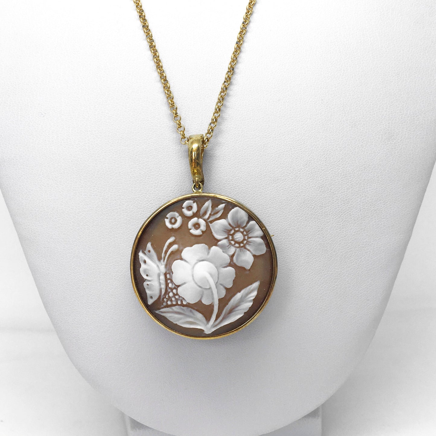 Pendente Spilla Cameo Italiano Cammeo Incisione Fiori