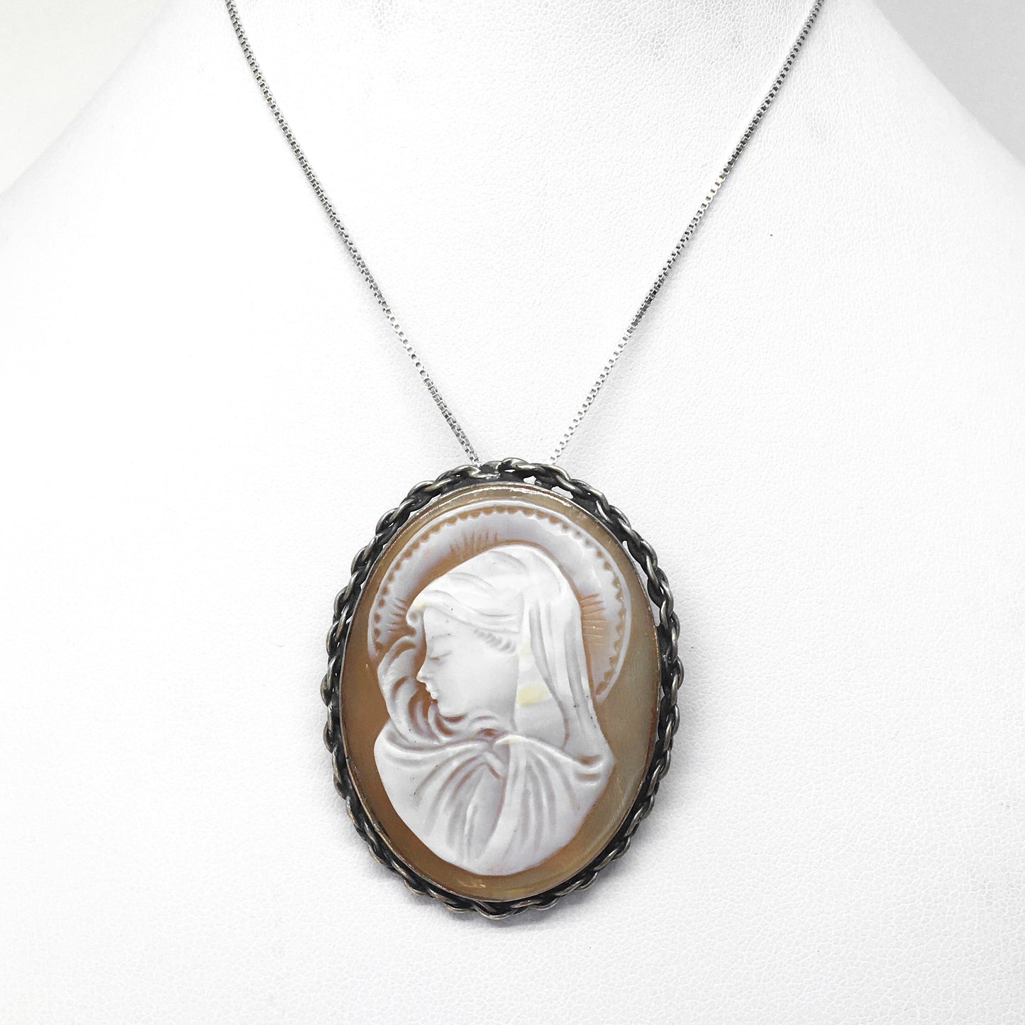 Pendente Spilla Cammeo Incisione Madonnina