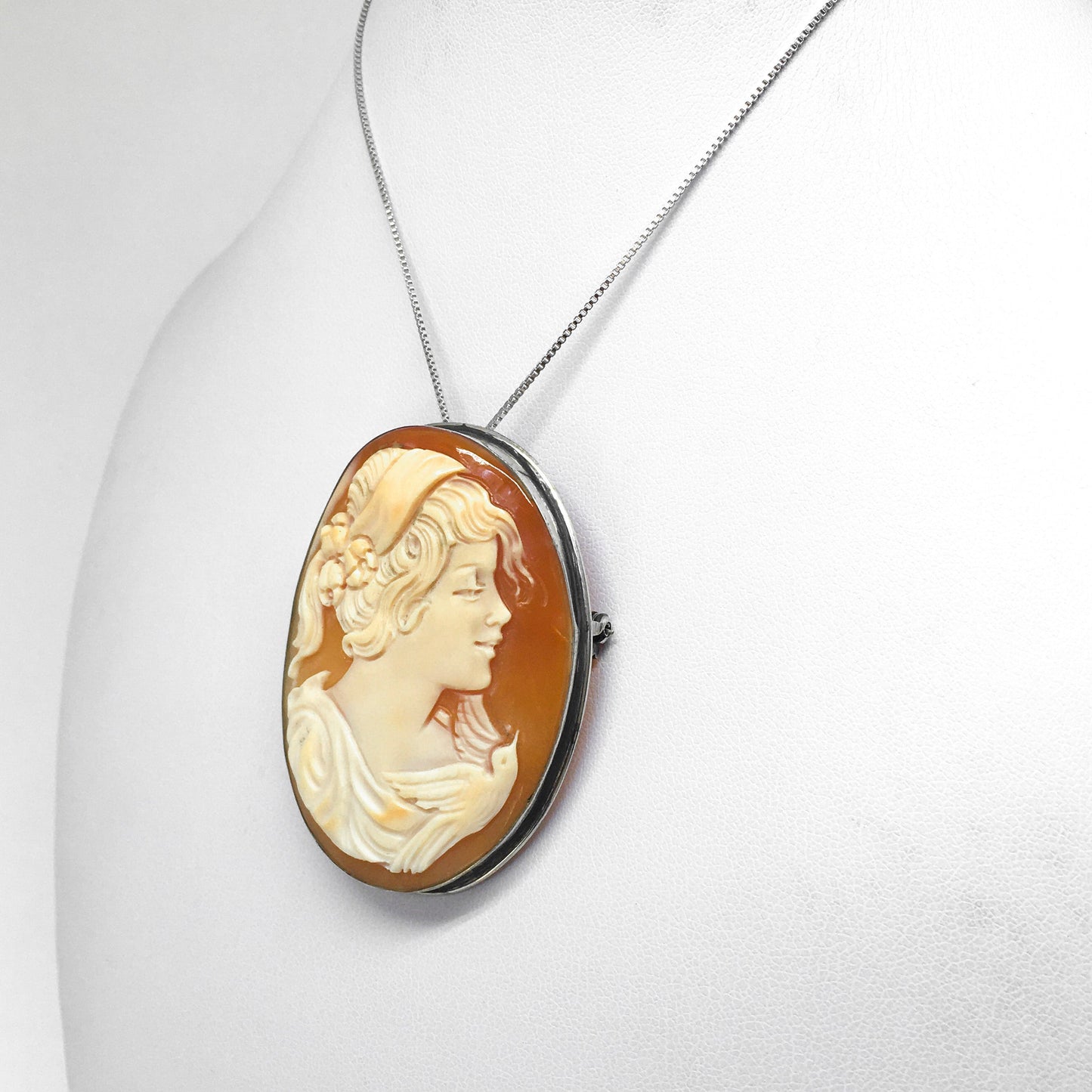 Pendente Spilla Cammeo Profilo Donna