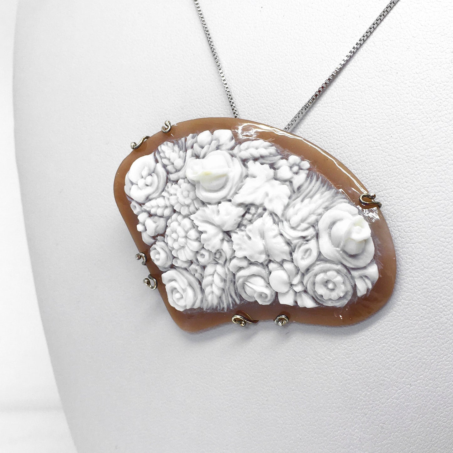 Pendente- Cammeo -Artistico-Bouquet- di- Fiori