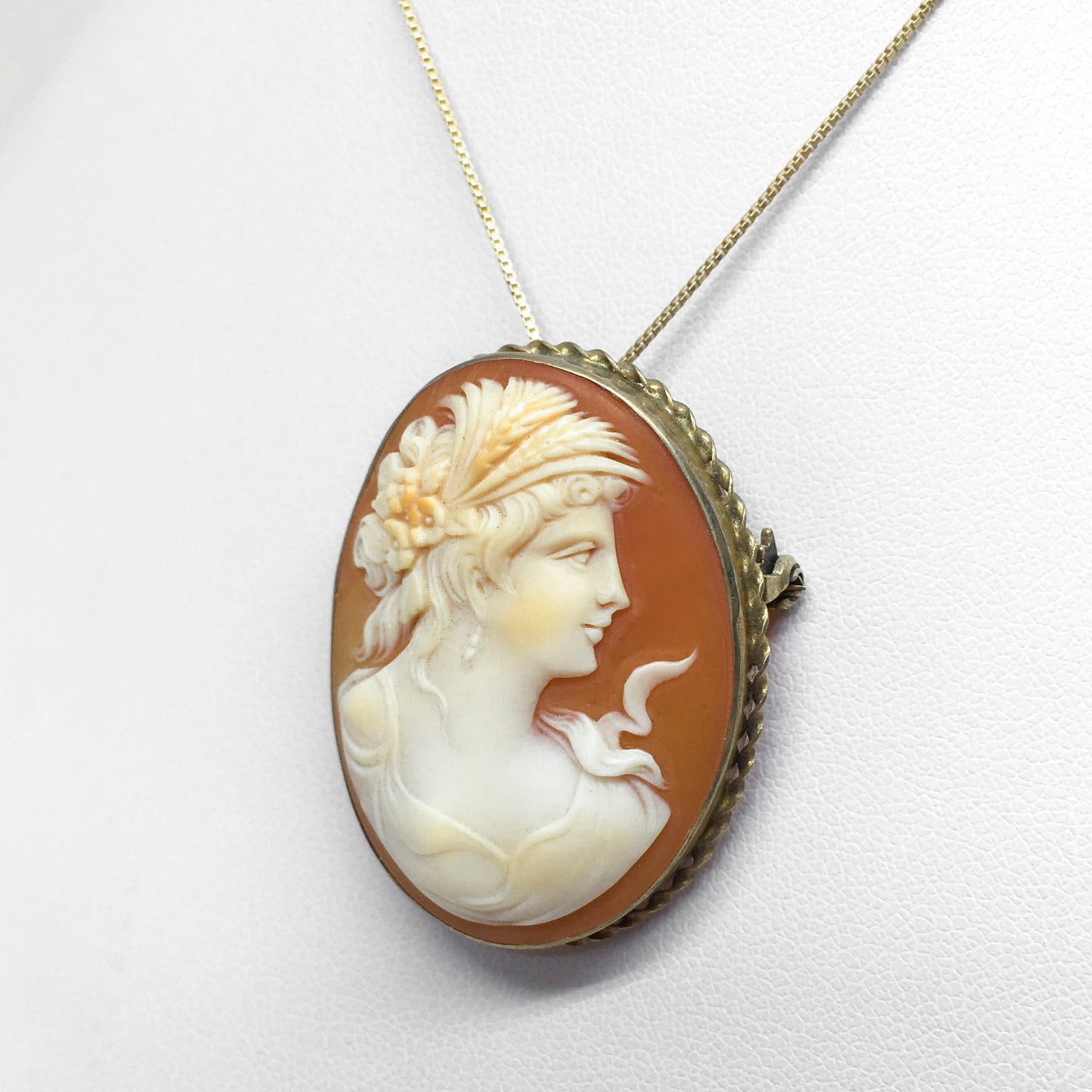Pendente Spilla Cammeo Antico Profilo Donna
