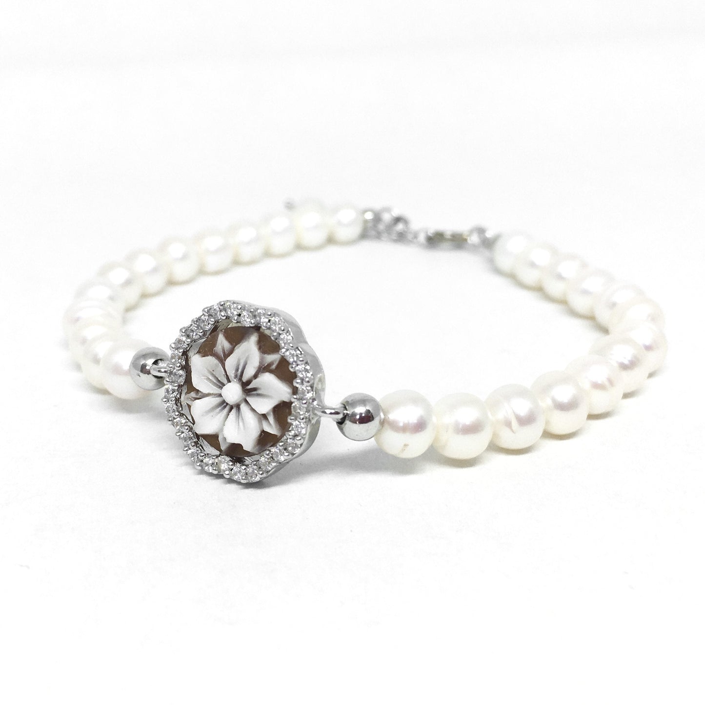 Italian Cameo Bracelet Flower Cameo