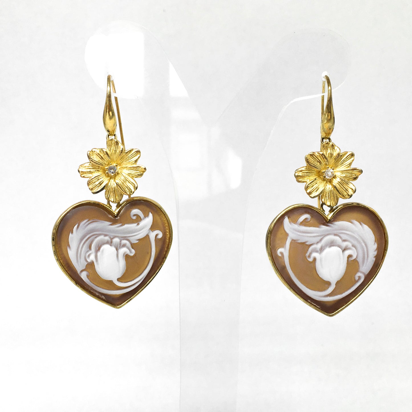 Italian Cameo Earrings Cameo Engraving Flower