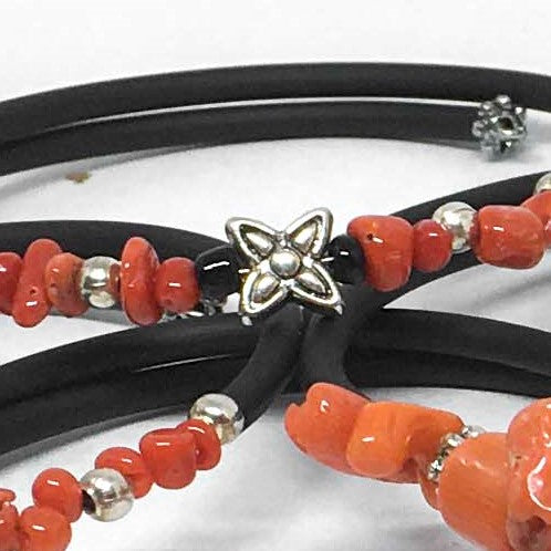 Bracciale in Corallo e Caucciù