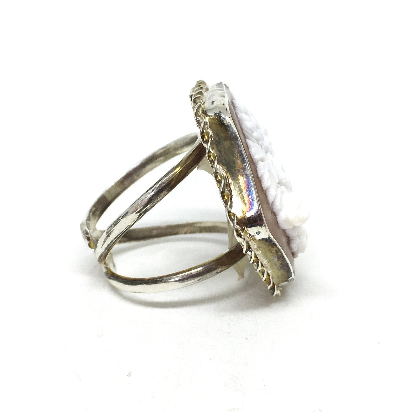 Anello Cammeo Artistico Incisione Fiori